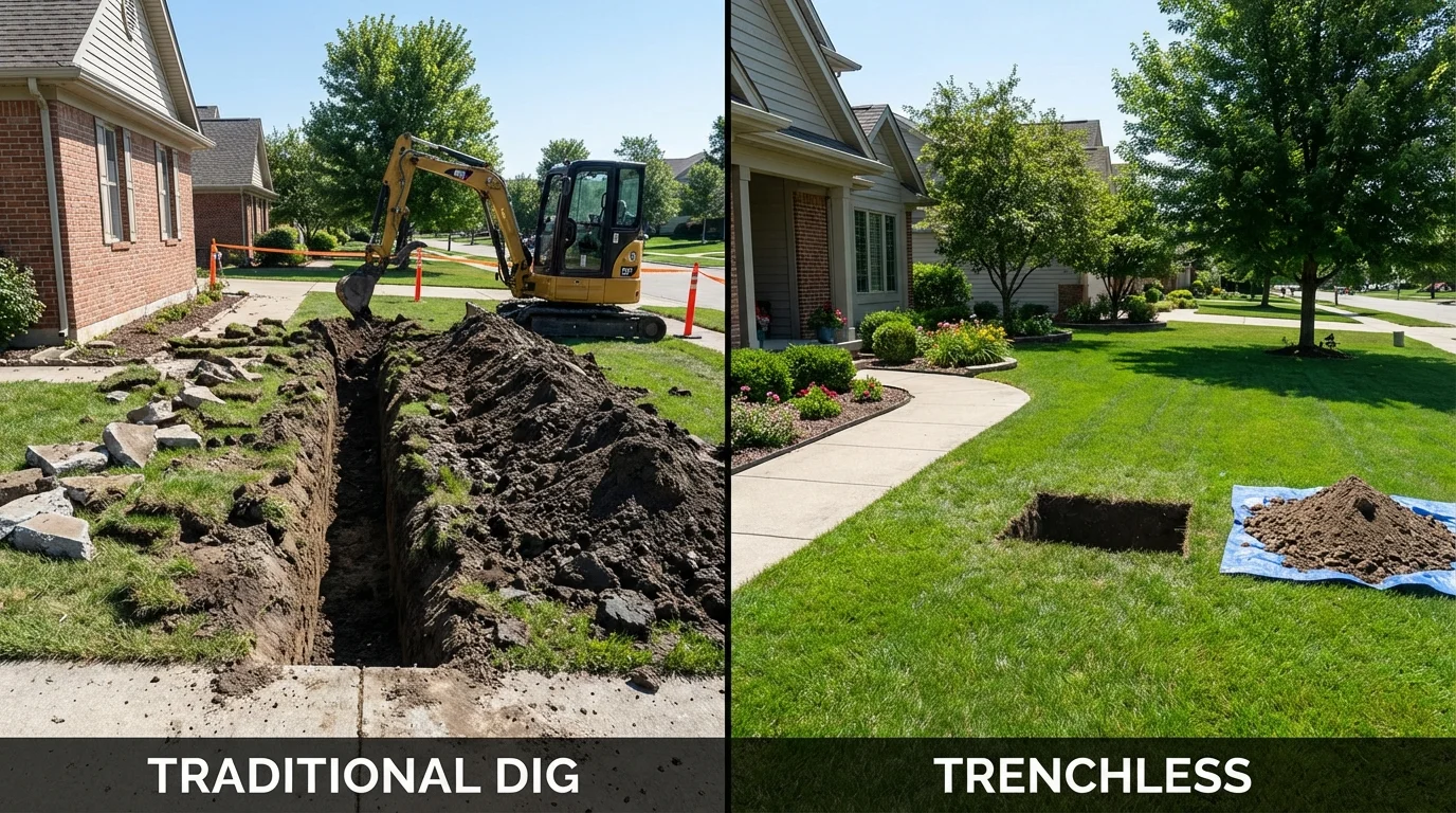 Trenchless sewer repair with minimal yard damage versus traditional excavation in Alva, FL